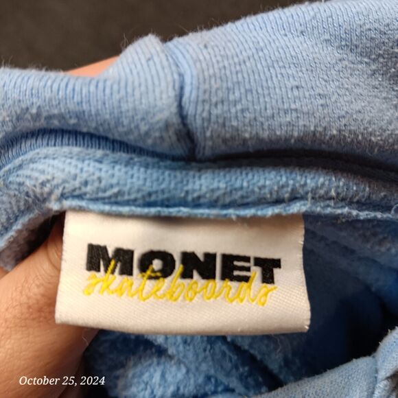 Monet Skateboards Hoodie Adult Large Blue Pullover Sweatshirt Painted‎ - Picture 7 of 8